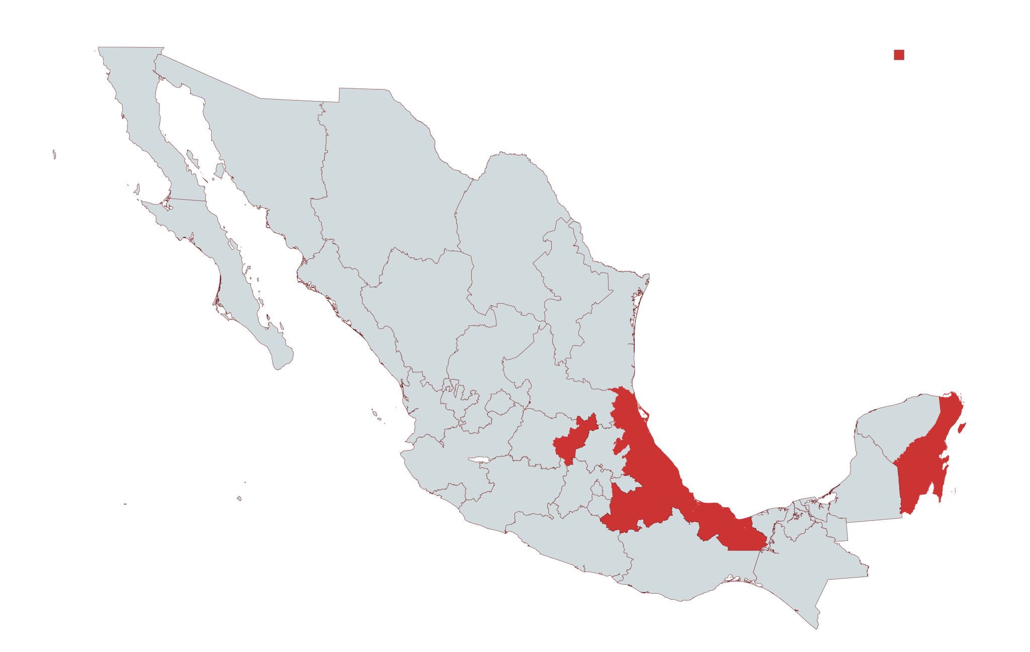 Mapa de cobertura Grupo Elite Seguridad en Veracruz, Puebla, Querétaro y Quintana Roo